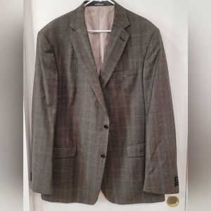 Hart Schaffner Marx Plaid Brown & Gray Blazer Size 48L-Great Condition